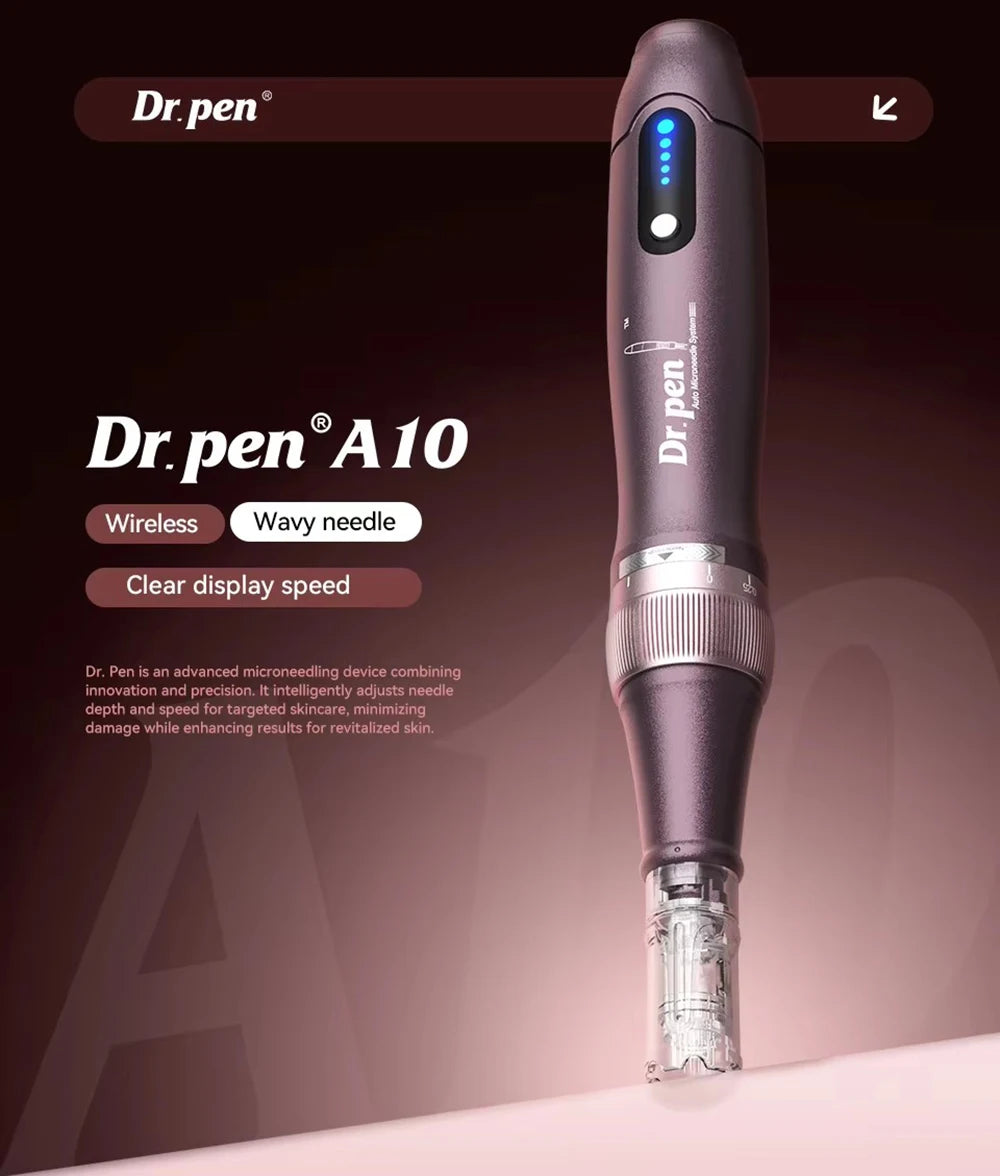 Original Dr Pen A10 micro-aiguilles sans fil Derma stylo équipement de beauté du visage avec 10 pièces cartouche d'aiguille ondulée pour Salon usage domestique SOMUX.SHOP
