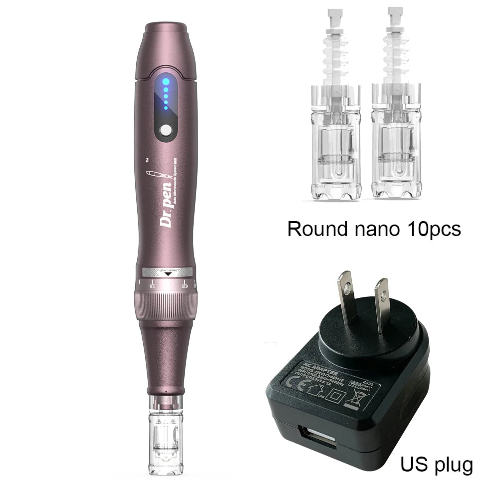 Original Dr Pen A10 micro-aiguilles sans fil Derma stylo équipement de beauté du visage avec 10 pièces cartouche d'aiguille ondulée pour Salon usage domestique SOMUX.SHOP