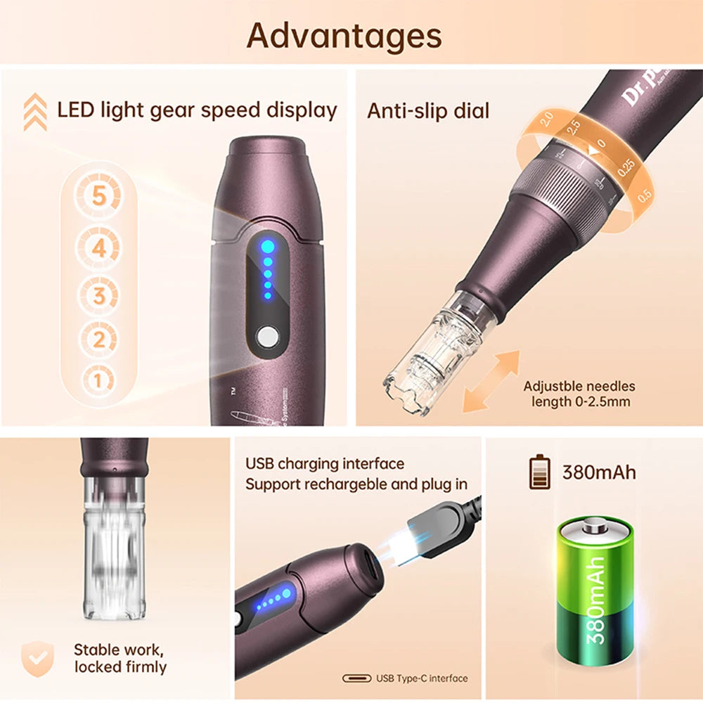 Original Dr Pen A10 micro-aiguilles sans fil Derma stylo équipement de beauté du visage avec 10 pièces cartouche d'aiguille ondulée pour Salon usage domestique SOMUX.SHOP
